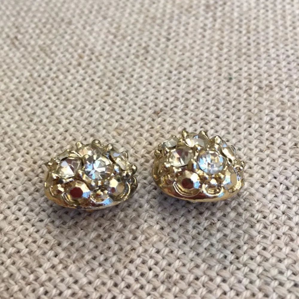 Goldtone Rhinestone Buttons Set of Two - Picture 2 of 8